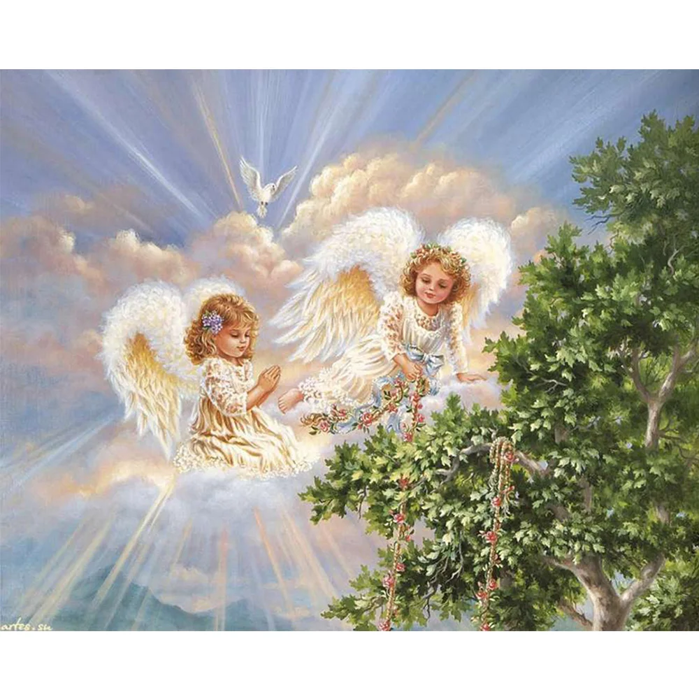 

5D Diamond Embroidery Religion Girl Angel Cross Stitch Crystal Round Diamonds Set Unfinished Decor DIY Diamonds Painting YZ120