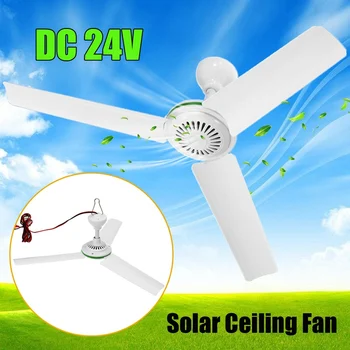 

DC 24v 6W Mini Mute Solar Ceiling Fan w/Switch 3 Leaves Brushless Caravan Camping Hanging Fan Office Household Outdoor Indoor