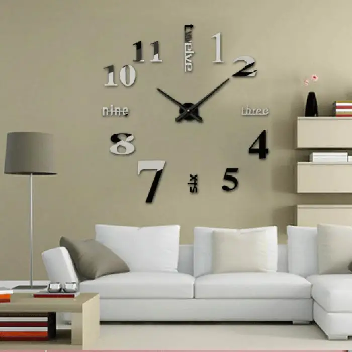 Модные большие настенные часы без рамки акриловые 3D зеркальные современные DIY украшения дома для гостиной спальни FBE3