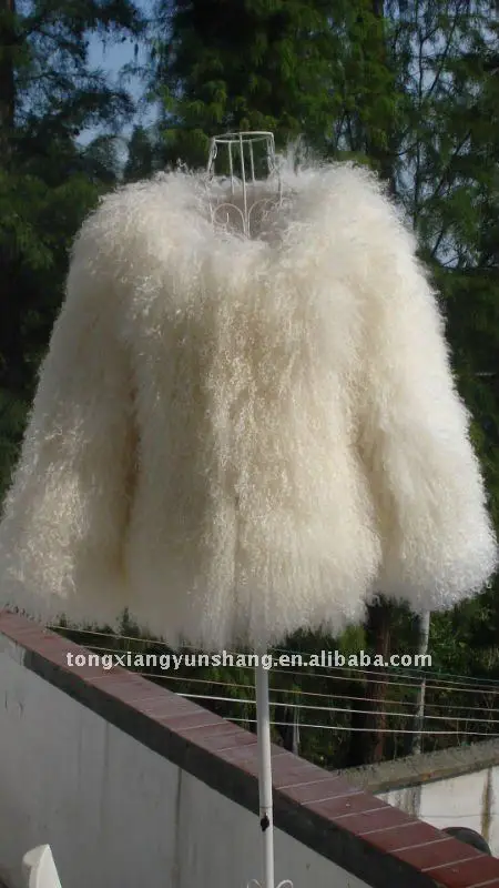 customized leady's fashion real mongolia lamb sheep fur coat free