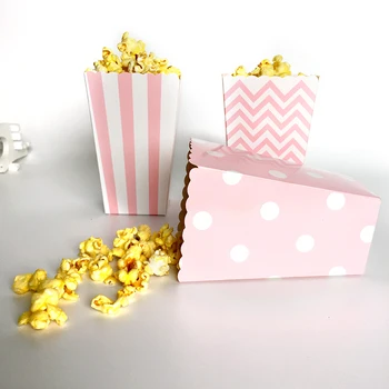 

12pcs/lot Wedding Decor Supplies Mini Popcorn Boxes Chevron Dot Striped Candy Buffet Favor Party Paper Loot Bags