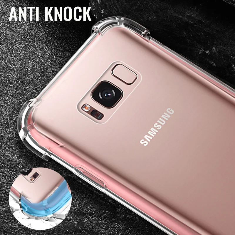 

Luxury Anti Knock Soft Silicone Case For Samsung Galaxy Note 8 Note 9 Clear TPU Cover For S8 S9 Plus A6 Plus 2018 Phone Case