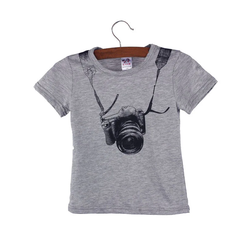 1 детская футболка для маленьких мальчиков модная рубашка с круглым вырезом и коротким рукавом летняя одежда с рисунком фотокамеры летняя одежда живых расцветок