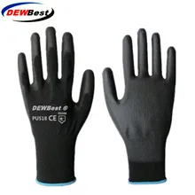 13 г черные рабочие перчатки pu с покрытием ладони pu рабочие перчатки DEWBest Лучшие поставщики маленькие заказы печатный логотип
