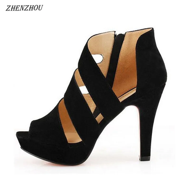 

ZHENZHOU 2018 summer Roman sandals women shoes Fish mouth side zippers with documentary shoes waterproof platform high tide