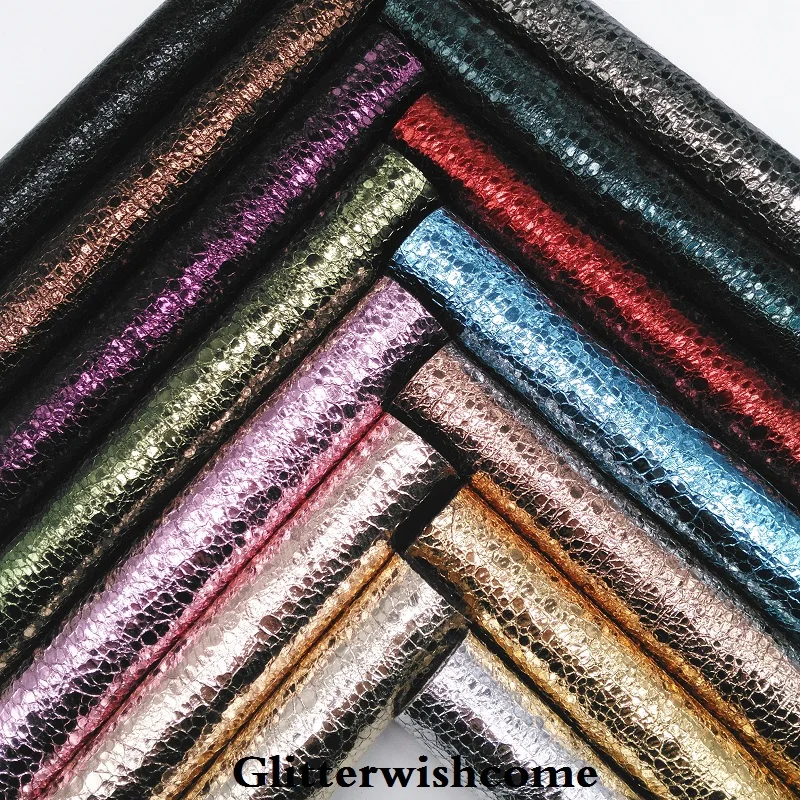 

Glitterwishcome 21X29CM A4 Size Vinyl For Bows Metallic Crack Leather Fabirc Faux Leather Sheets for Bows, GM123A