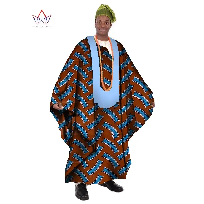 Африканская восковая штамповка, сшитая из длинных мужских халатов большого размера, одежда Дашики, традиционная африканская мужская одежда с круглым вырезом WYN21 - Цвет: 3
