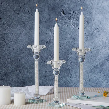 

Modern Accents Elegant Crystal Style Home Decor Tabletop Glass Sticker Candle Holders Pair