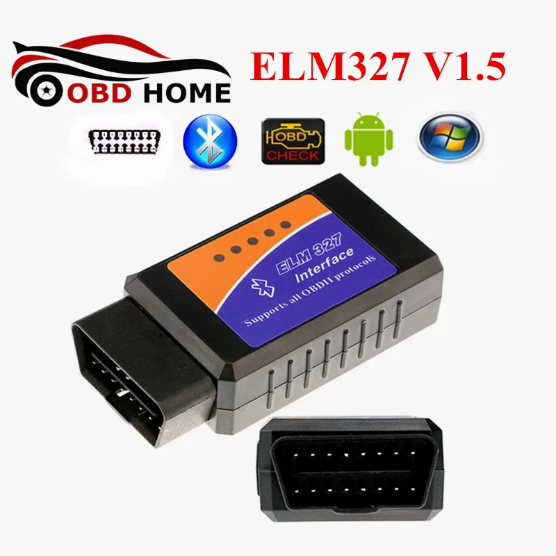 Новое поступление OBDII ELM327 Bluetooth V1.5 ELM 327 OBD2 25k80 чип с Android Крутящий момент авто код сканер