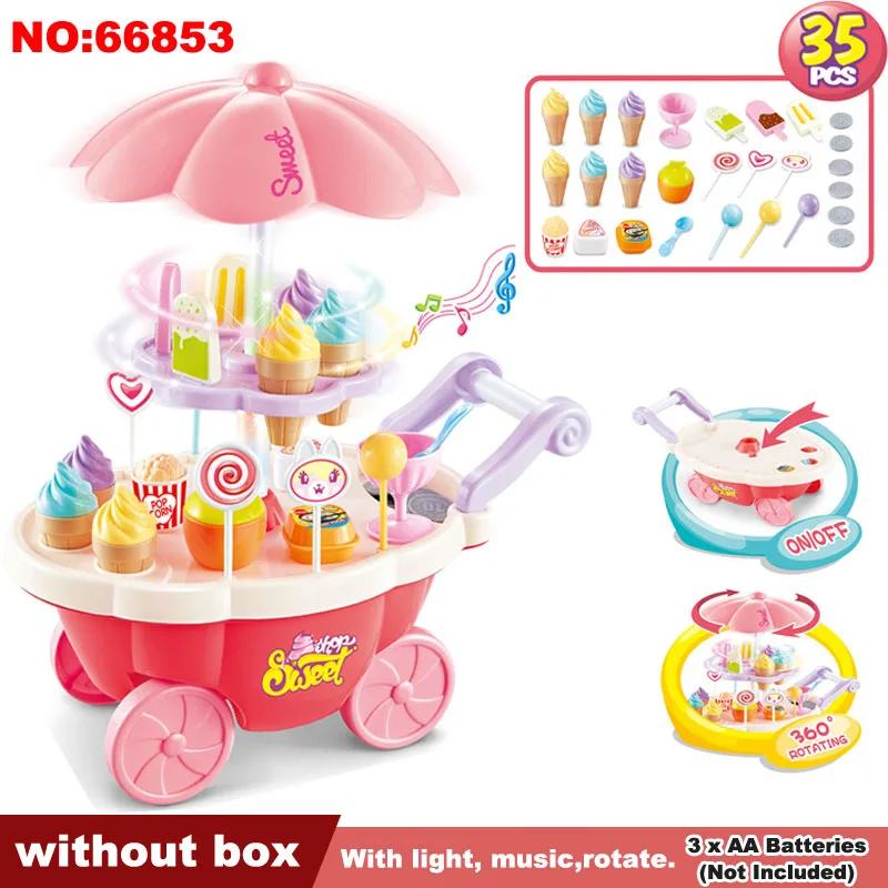QWZ ролевые игры кухонные игрушки режущий торт ко дню рождения еда для детей мороженое конфеты автомобиль с светильник музыка игрушка для девочек Подарки - Цвет: 66853 without box
