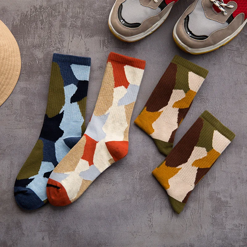 

New Arrivals Unisex Women Street Style Camouflage Harajuku Hombre Designer Skateboard Socks High Quality Cotton Tube Crew Socks