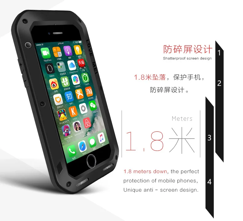 Оригинальный мощный чехол Love Mei для Apple iPhone 7 4 дюйма водонепроницаемый