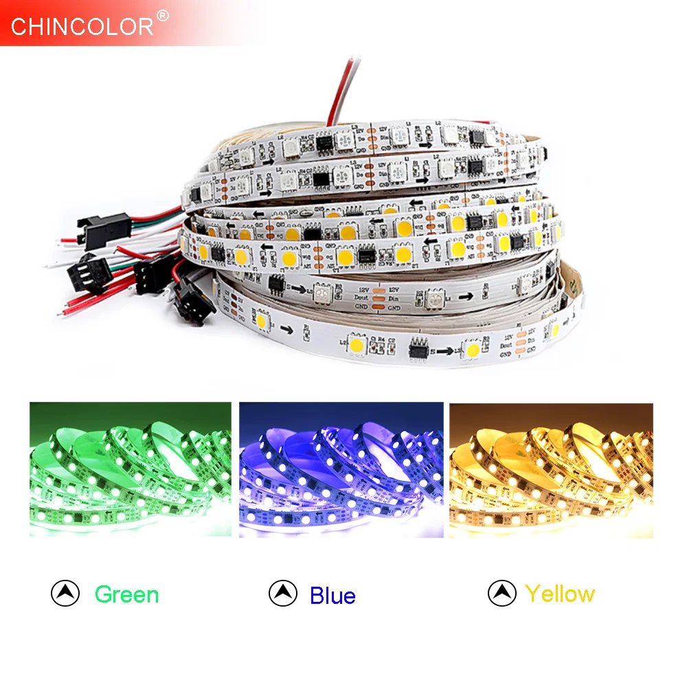 WS2811 светодиодная полоса SMD5050 светильник вая IP30 12 В постоянного тока 5 м 30 60