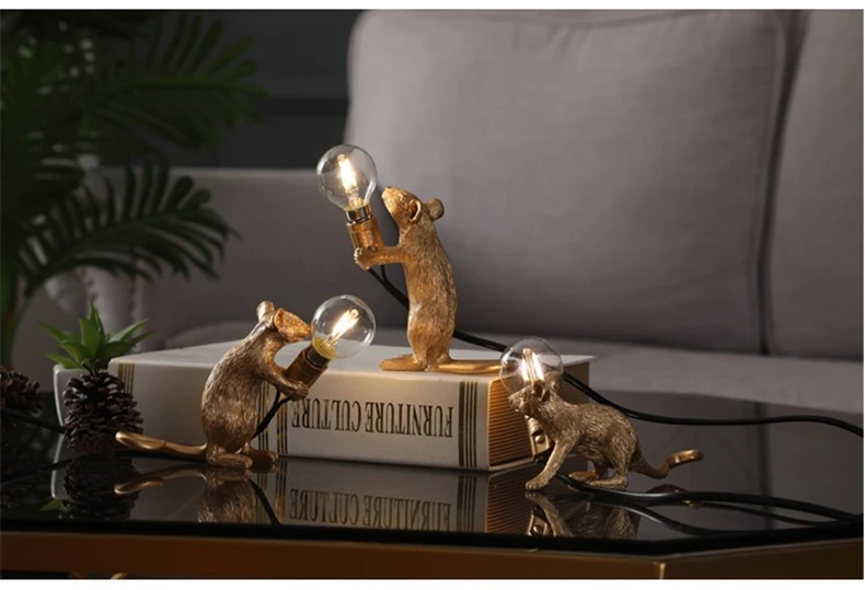 Дизайнерский креативный стол с мышкой в скандинавском стиле, прикроватный светильник для спальни, Настольный светильник для гостиной, домашний декоративный светодиодный светильник из смолы