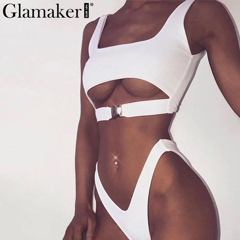Glamaker ليوبارد النساء ارتداءها مثير رفع الصيف bodycon ارتداءها الإناث الجوف خارج ثوب السباحة اثنين من قطعة دعوى الجسم فام