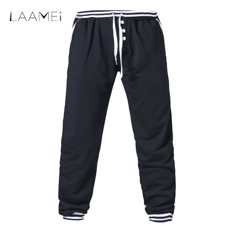 Laamei Male's Cool SweatpantsFashion Fitness Skinny Pants Printed Basic Section Pants Men