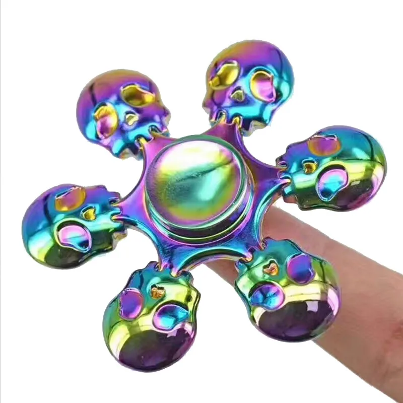 Colorful Fidget Hand Spinner Skull Head Spinner For Adult To Reduce