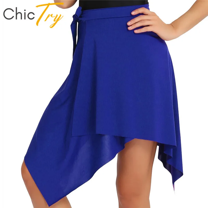 

ChicTry Fashion Women Stretchy Asymmetrical Short Wrap Skirt Latin Dance Skirt Adult Rumba Samba Tango Latin Stage Dance Costume