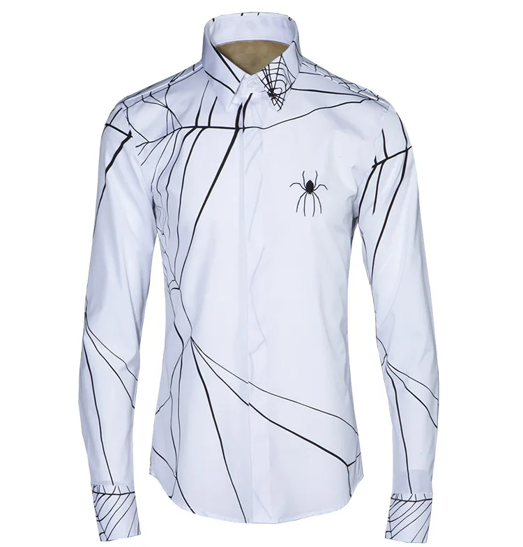 Весной и летом мужская рубашка-паук чистая узор оригинальный Тонкий Мужские Рубашки Модные Качественные белая рубашка Мужской