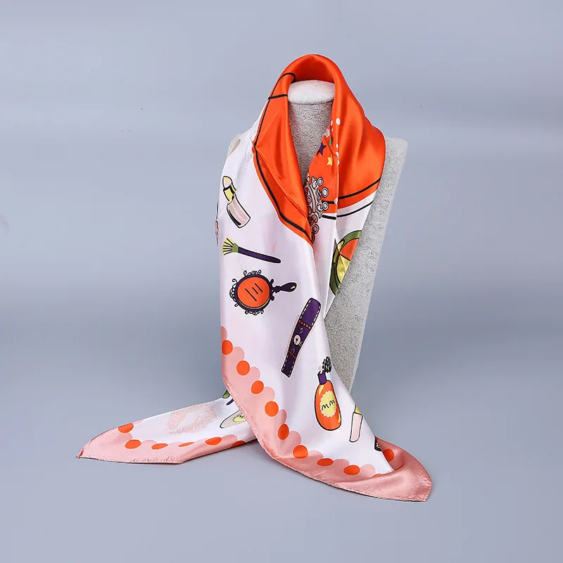 

Spring and Summer Small Square Scarf Emulation Silk Scarf Women New Printed Decorative Neckerchief