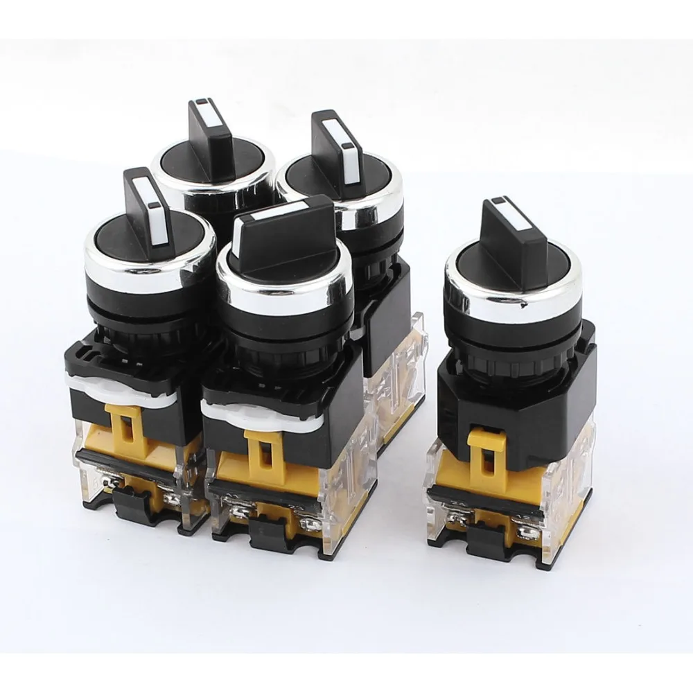 

AC 380V 10A 2 Positions DPST Rotary Selector Select Switch Latching Lock 5 Pcs
