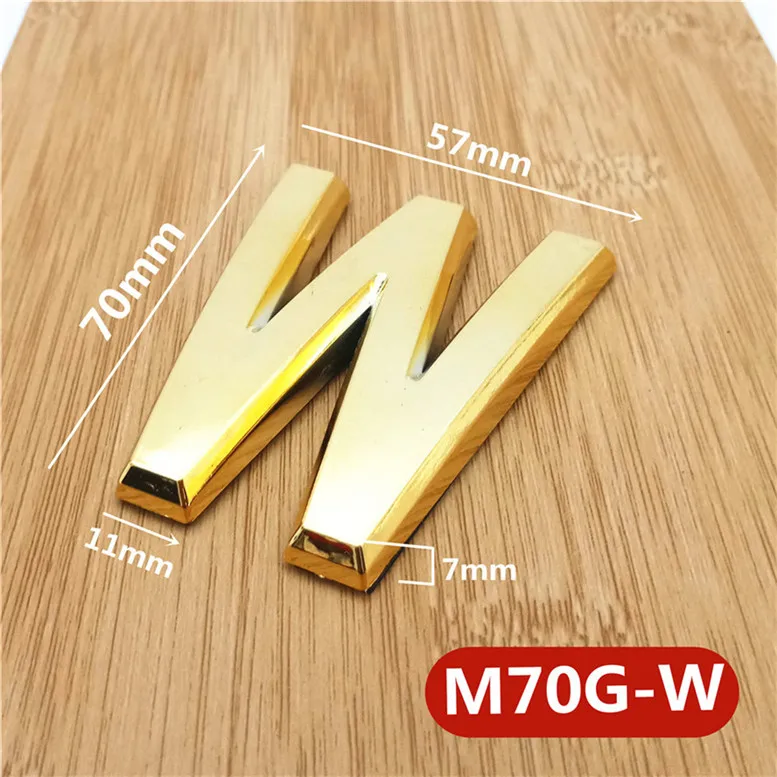 M70G亮金70mm塑料门牌=W号