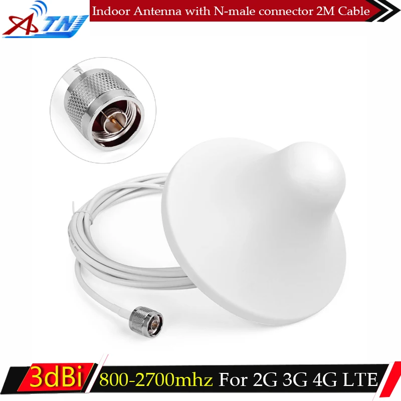 Потолочная антенна 800 2700Mhz 2g/3g Внутренняя N male разъем с 2 м кабелем GSM LTE WCDMA 1800Mhz 2600mhz