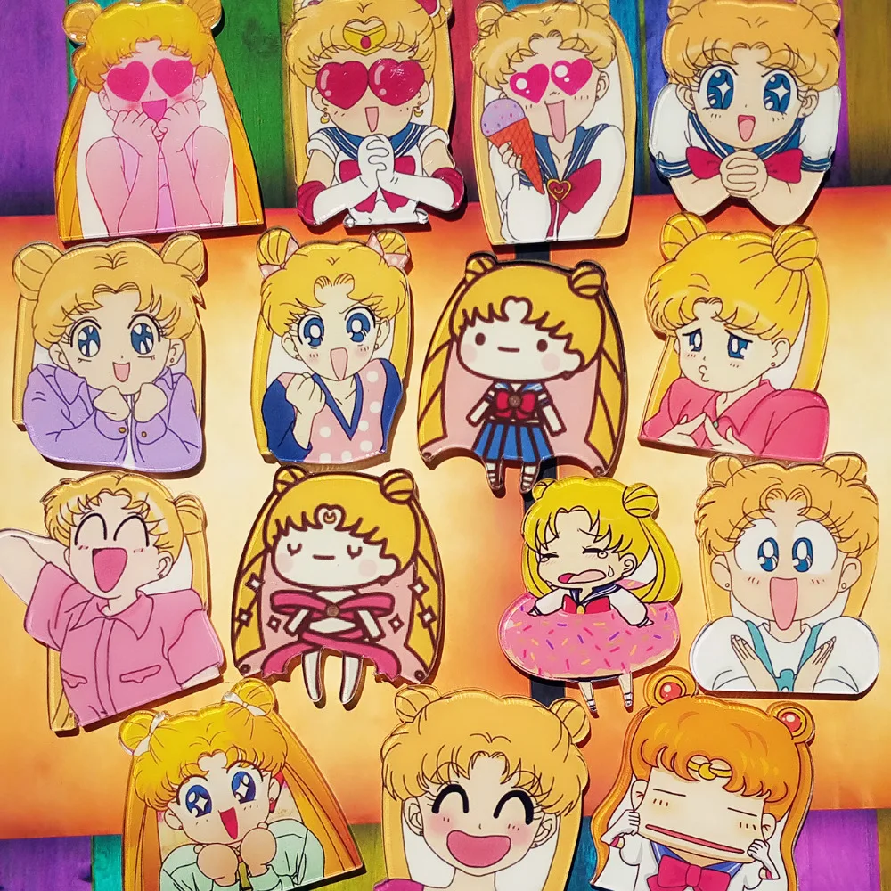 

1Pcs Cartoon Anime Cute Girls Soldier Sailor Moon Acrylic Brooch Badge Backpack Clothes Decoration Icon Kids Brooches Pin