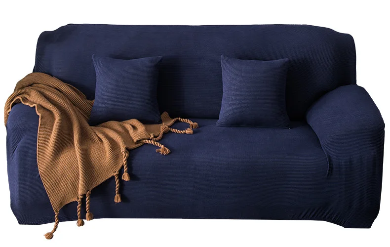 Вязаный эластичный чехол для дивана, чехол для дивана, все включено, чехол для дивана разной формы, высокое качество, сплошной цвет - Цвет: Navy