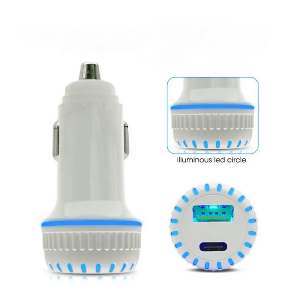 

Car Charger 5V/3A Type-C & Quick Charge 3.0 Ports LED For Samsung Note8 / S8 For Smart phone For tablet/laptop #624