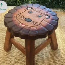 Модный деревянный детский табурет с героями мультфильмов, домашняя обувь из цельного дерева, милая детская мебель