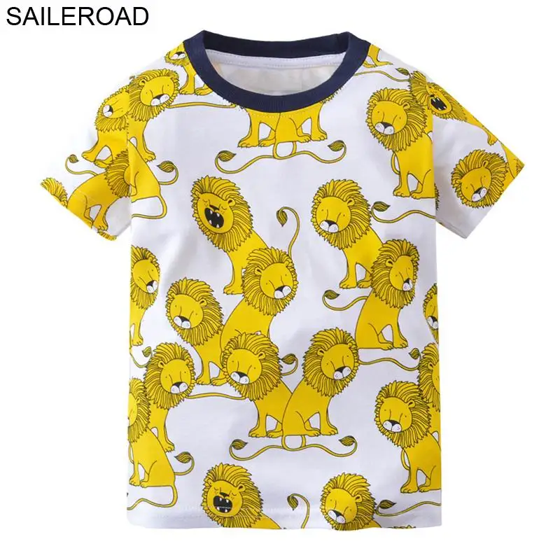 SAILEROAD 2-7Years Animal Lion Baby Kids Boys T Shirt Summer Children Boys Girls Tops Tees Clothes Child Boy's Clothing Cotton