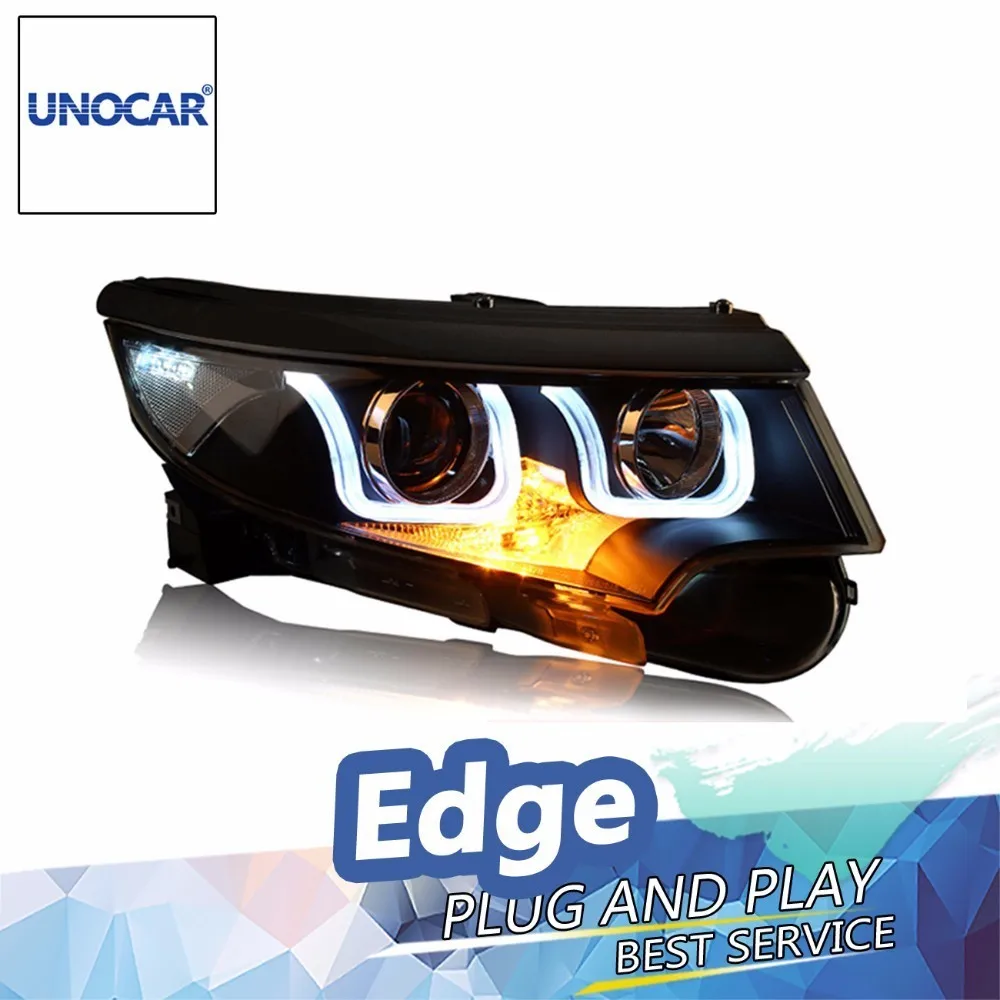 UNOCAR для Ford Edge фары 2012 2014 край светодиодные голову лампы ДРЛ проектор H7 hid би