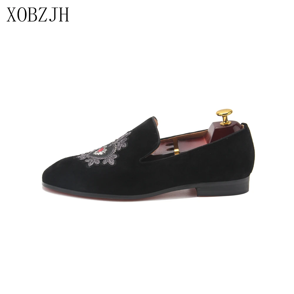 

XOBZJH Designer Casual Shoes Men Suede Loafers High Quality 2020 Formal Dress Prom Shoes Wedding Party Black Shoes Plus Size 13