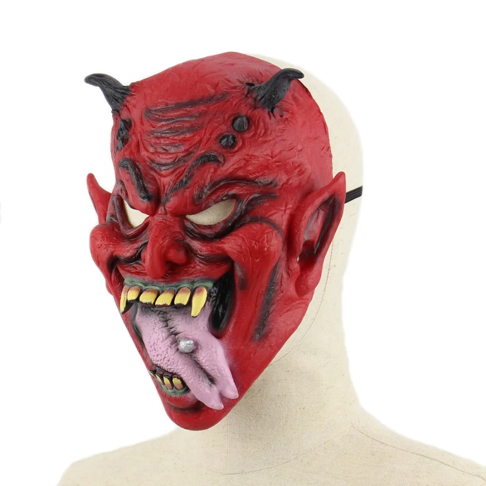 Хэллоуин пугающая маска Hell hag красный страшный костюм косплей маски для вечеринки ужас латексная полная маска для взрослых террор адский Дьявол маска