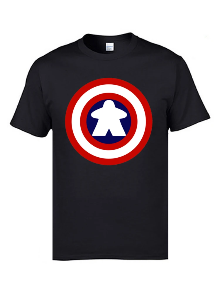 

Captain America Tshirts Logo 100% Cotton Men 3D Tshirts Captain Meeple Craft T-shirts Top Quality Clothing Shirts Mens Tees