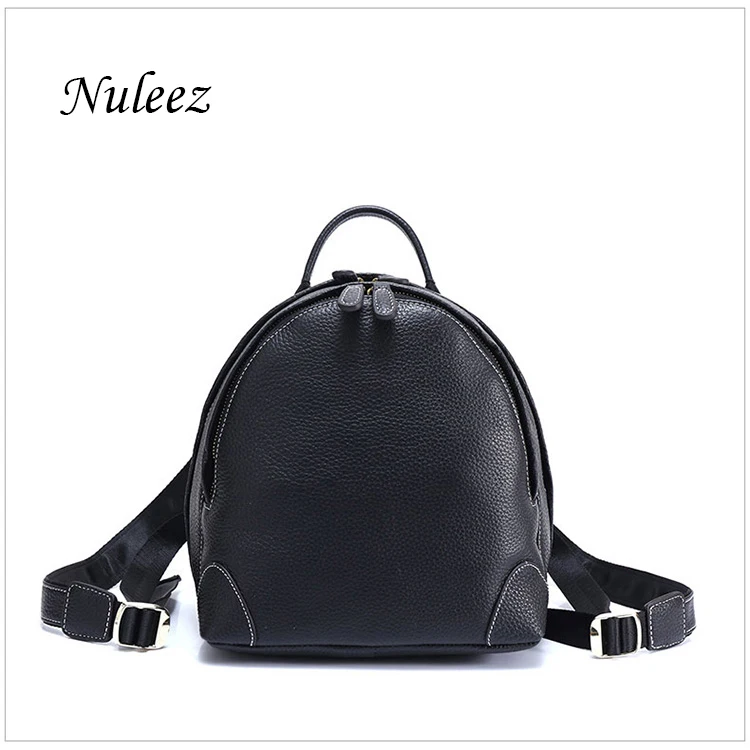 

Nuleez new head layer of cow leather double shoulder bag female college multi-function vintage real leather travelling knapsack