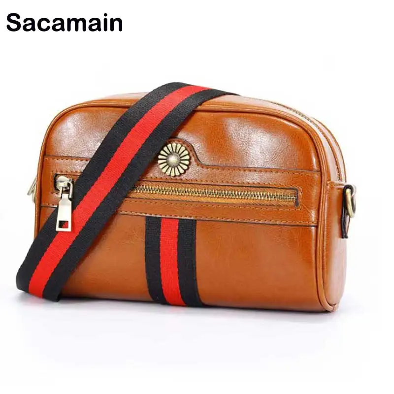 

Messenger Bag For Girls Leisurous Women Bags Wide Strap Bag Sacs pour femmes 2018 Shoulder Bag hip hop Leather Saddle Shape