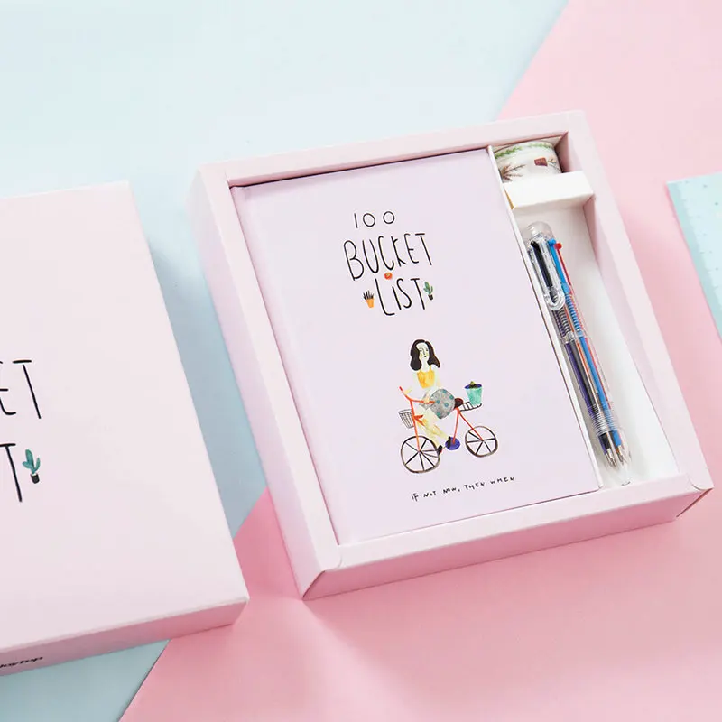 

New 100 Wish Books Gift Box A5 Creative Notebook Fresh Suit Diary