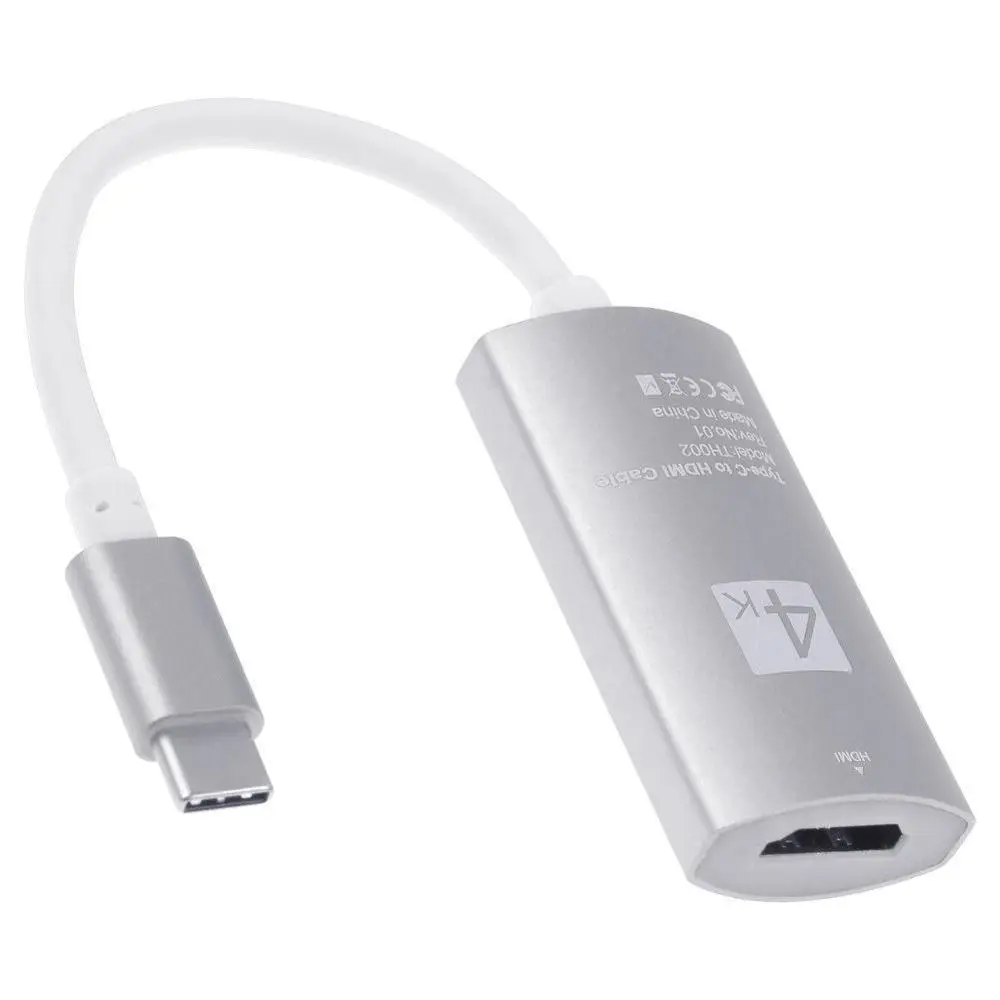 4 K type C к ТВ HDMI кабель видеоадаптера преобразователь ТВЧ-сигналов для samsung Galaxy S10+ S9 S8 Plus Note 8 9 для Macbook PC для проектора - Цвет: Silver