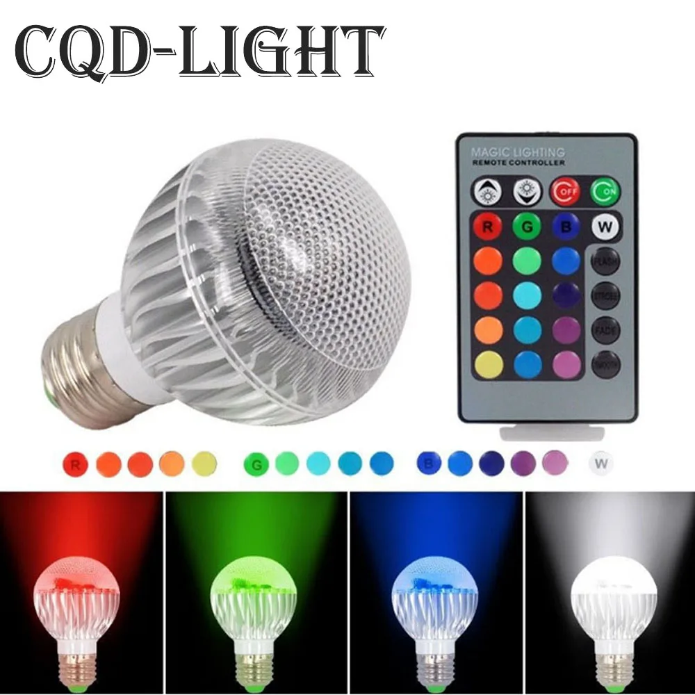 

E27 GU10 E14 RGB Dimmable LED Light 85-265V 110V 220V multiple Color Bulb Lamps 15W + 24key IR Remote Control lighting