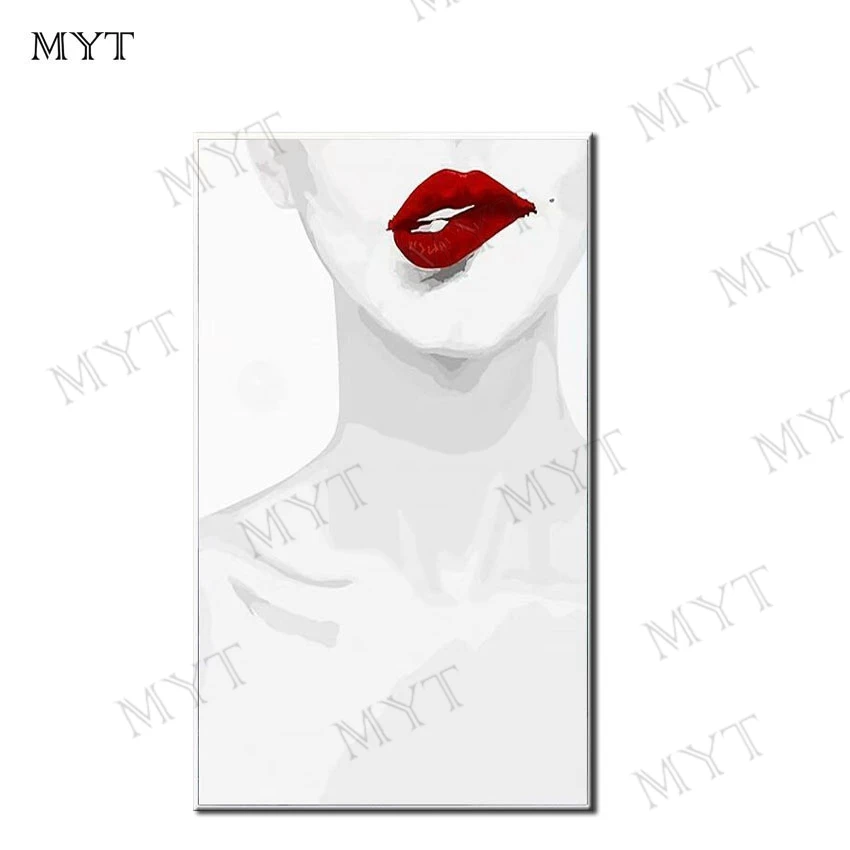 

MYT Artist Hand-painted High Quality Women's Red Lip Oil Painting on Canvas Handmade Abstract Oil Painting for Living Room