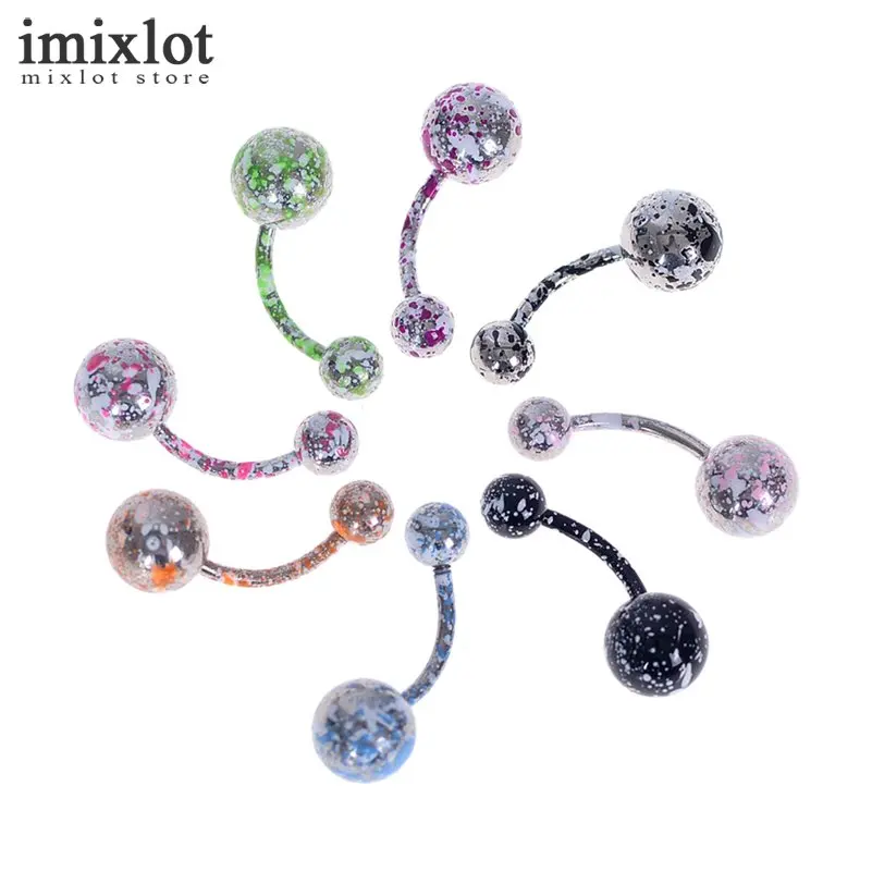 8pcs/lot Double Balls Curved Barbell Piercing Belly Button Rings 18G