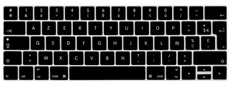 Силикон для нового Macbook Pro 1" A1706 и Pro 15" A1707 с Touch Bar выпуска Azerty Французская ЕС чехол для клавиатуры кожи - Цвет: Black