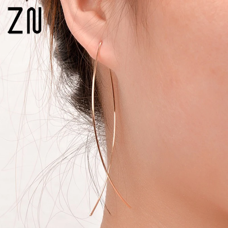 

New Fashion Punk Gold Color Simple Long Wire Fish Stud Earrings For Women Long Ear Earrings Jewelry