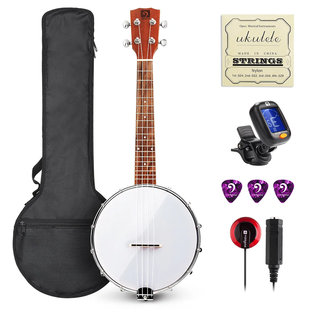 

Vangoa 23 Inch 4 Strings Concert Banjo Ukulele Banjolele Banjos Kit Sapele Wood Acoustic
