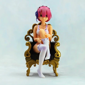 

22CM Life In A Different World From Anime Figure Ram Action Figure Sitting Position Ver Set Sexy Dolls with Box F324