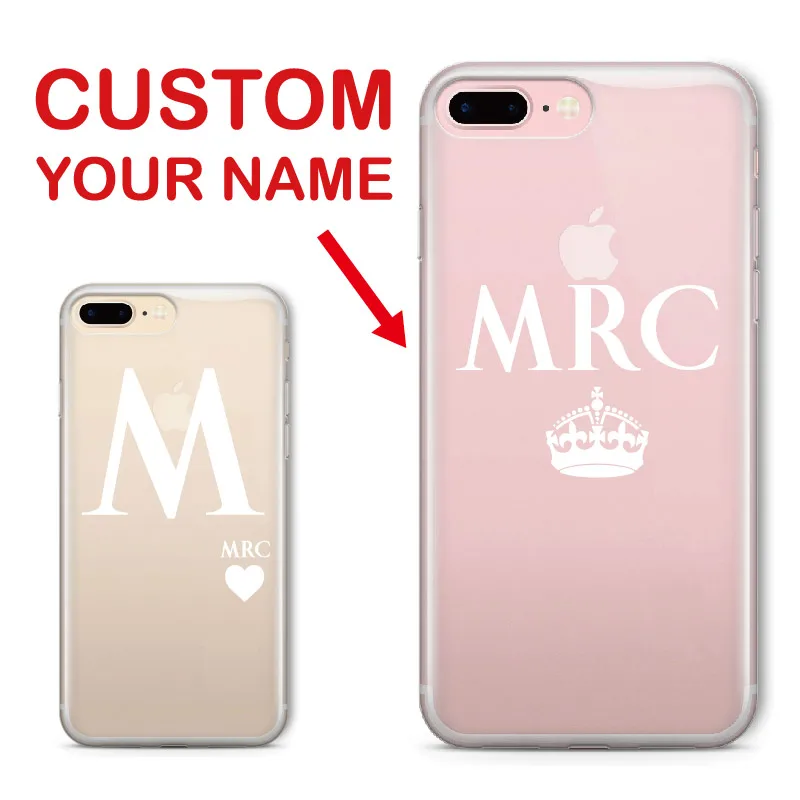 

TOMOCOMO Monogram Initials Personalized Custom Name Heart Crown Soft Phone Case For iPhone 6 6S XS Max 7 7Plus 8 8Plus X SAMSUNG