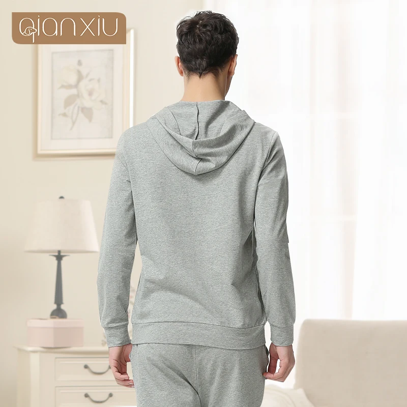 Qianxiu мужская одежда активность Pijama хомбре Большой размер салон одежда Hoodeed пижамы множеств