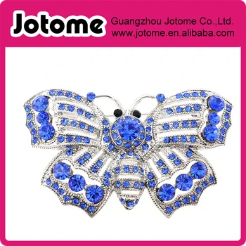 

wholesale 100pcs alot Blue Butterfly rhinestone Pin Brooch 2.375 x 1.5 inches